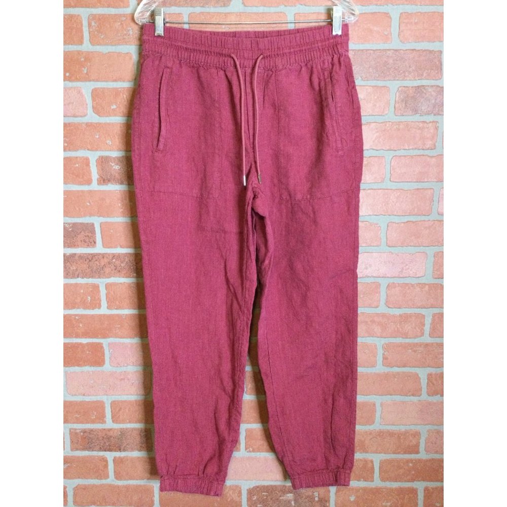 Athleta Women's Retreat Linen Straight Leg Jogger Pant Drawstring Size 6